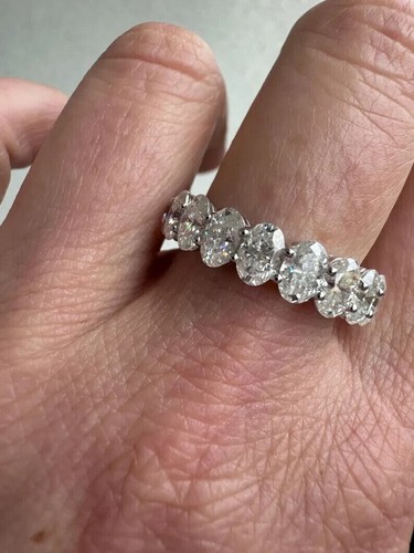 14Kt Gold 6.85Ct Lab Grown/CVD Diamond Oval New Year Gift Eternity Band Ring - Picture 7 of 16