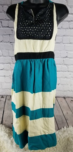 Apron Stripe Kitchen Turquoise Black Ivory Modern Rustic Super Cute Tie Back  - Afbeelding 1 van 8