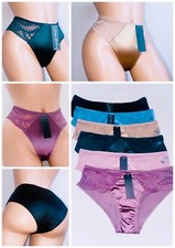 Lot 6 PRETTY SATIN Lace BIKINIS Style PANTIES Womens Underwear 68836 S M L XL