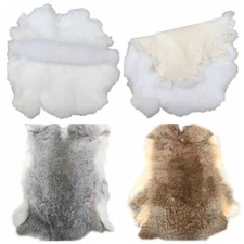 Genuine Rabbit Fur Skin Natural Fluffy Fur Pelts Leather Clothing Accessories #J