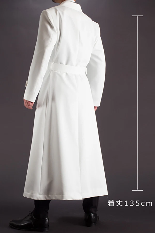 Мужская зима белый теплый пальто ветровка пальто с ремнем лодыжки длина бизнес износ - Изображение 4 из 4