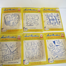 Vintage Aunt Martha Embroidery Hot Iron Transfers Lot of 14 Cut  Uncut