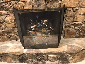Antique Vintage Unique Trifold Hand Painted Fireplace Firescreen