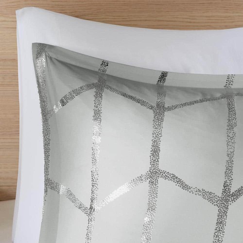 Intelligent Design Comforters Twin-XL Microfiber Geometric Metallic Soft Gray - Picture 2 of 8