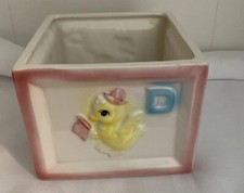 Vintage Relpo Working Musical Alphabet Block Baby Nursery Planter Farm Animals