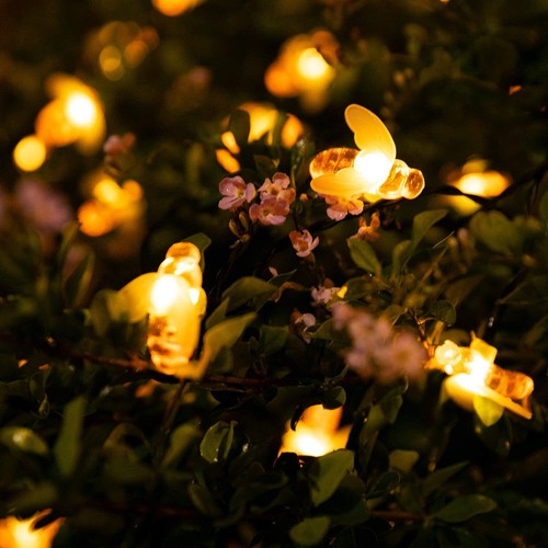 Solar Outdoor Lights Bee string lights Yard Garden Waterproof Christmas TreeDeco - Picture 11 of 47