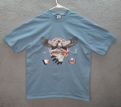 Vintage Hanes Shirt Adult Extra Large Blue Nature Aztec Grunge Skater 1990s Y2K