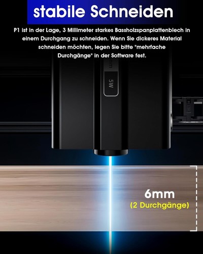 Mini grabador láser compacto Atomstack P1, cortador de diodos de 5 W, aplicación gratuita, 110 mm * 110 mm - Imagen 5 de 6