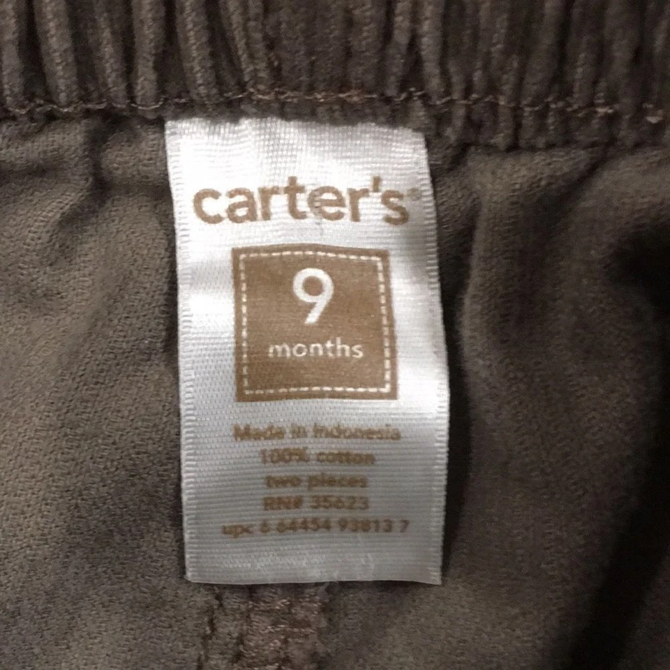 Pantalones Carter's Baby Boy 9M Marrón Taupe Pana 100% Algodón Foto 3 de 4