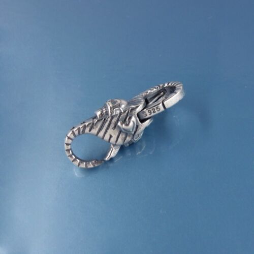 Sterling Silber Doppelöffnungen Totenkopf Streifen Karabinerverschluss Verbinder 44069 - Bild 3 von 6