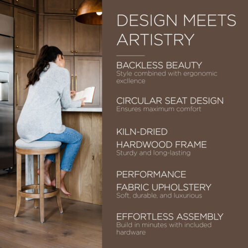 Maven Lane Eva Backless Swivel Stool, Weathered Oak,Counter Height(Open Box) - Picture 6 of 6