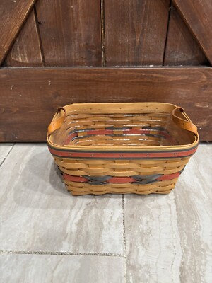 Longaberger Basket 2000 W/Leather Star Handles Comes  With Plastic Liner
