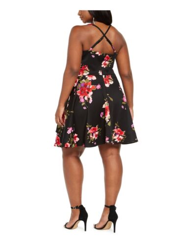 SEQUIN HEARTS Floral Tiered Fit & Flare Party Dress Size 16 Black R19-7 - Picture 2 of 2