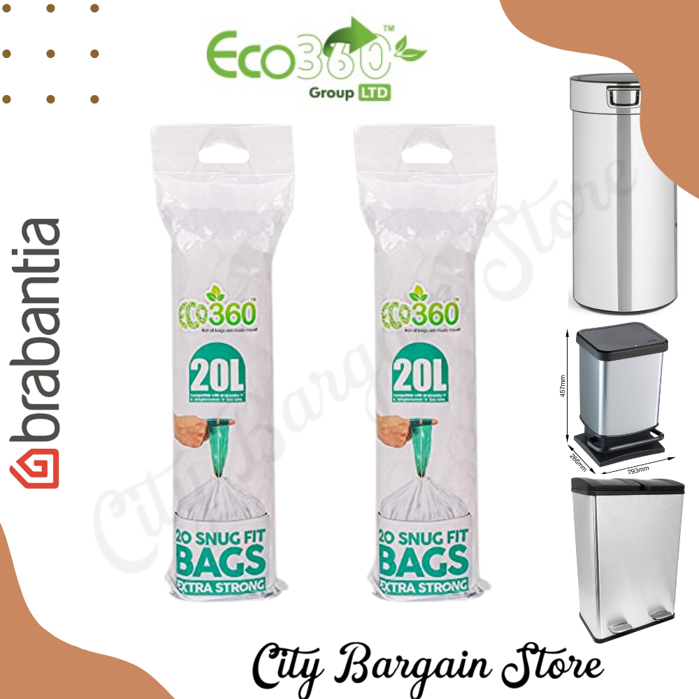 2 x Eco 360 20L Brabantia F Compatible Bin Liners 20 Garbage waste Bags