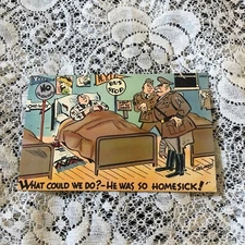 Vintage Postcard Post Card USA WWII Military Army Homesick