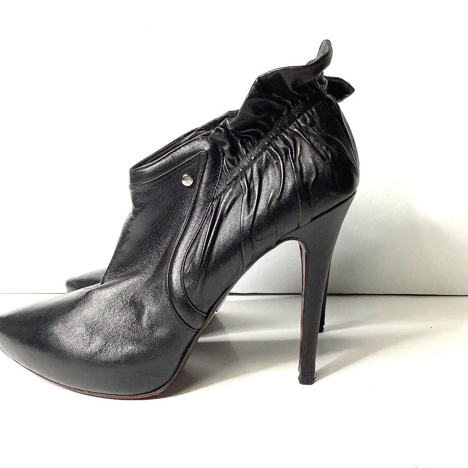 Cesare Paciotti Womens Black Leather Stiletto High Heel Ankle Booties Size 38.5 - Image 2 of 4