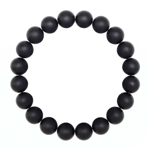 Black Onyx Bracelet Matte Round Size 8mm 10mm 7.5&#034; Length