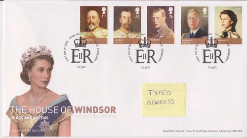 TALLENTS PMK GB ROYAL MAIL FDC 2012 HOUSE OF WINDSOR STAMP SET