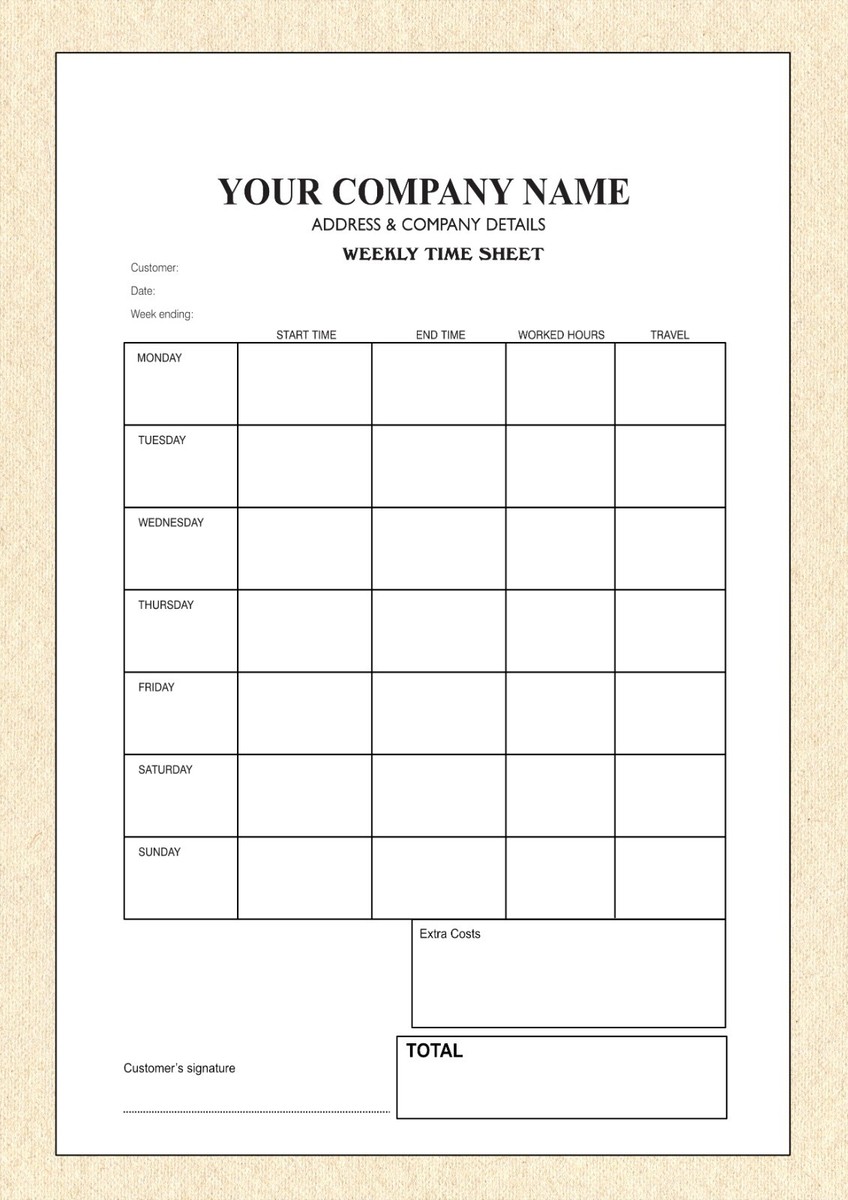 Cherry NCR Daily Timesheet Duplicate Book - A5 Size (210x148mm) 50 Sets