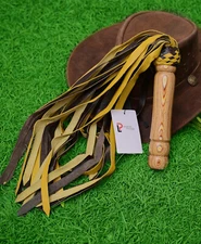 Flogger 25 Tails Laminated Carved Wood Handle Nubuck and Suede tick Flogger