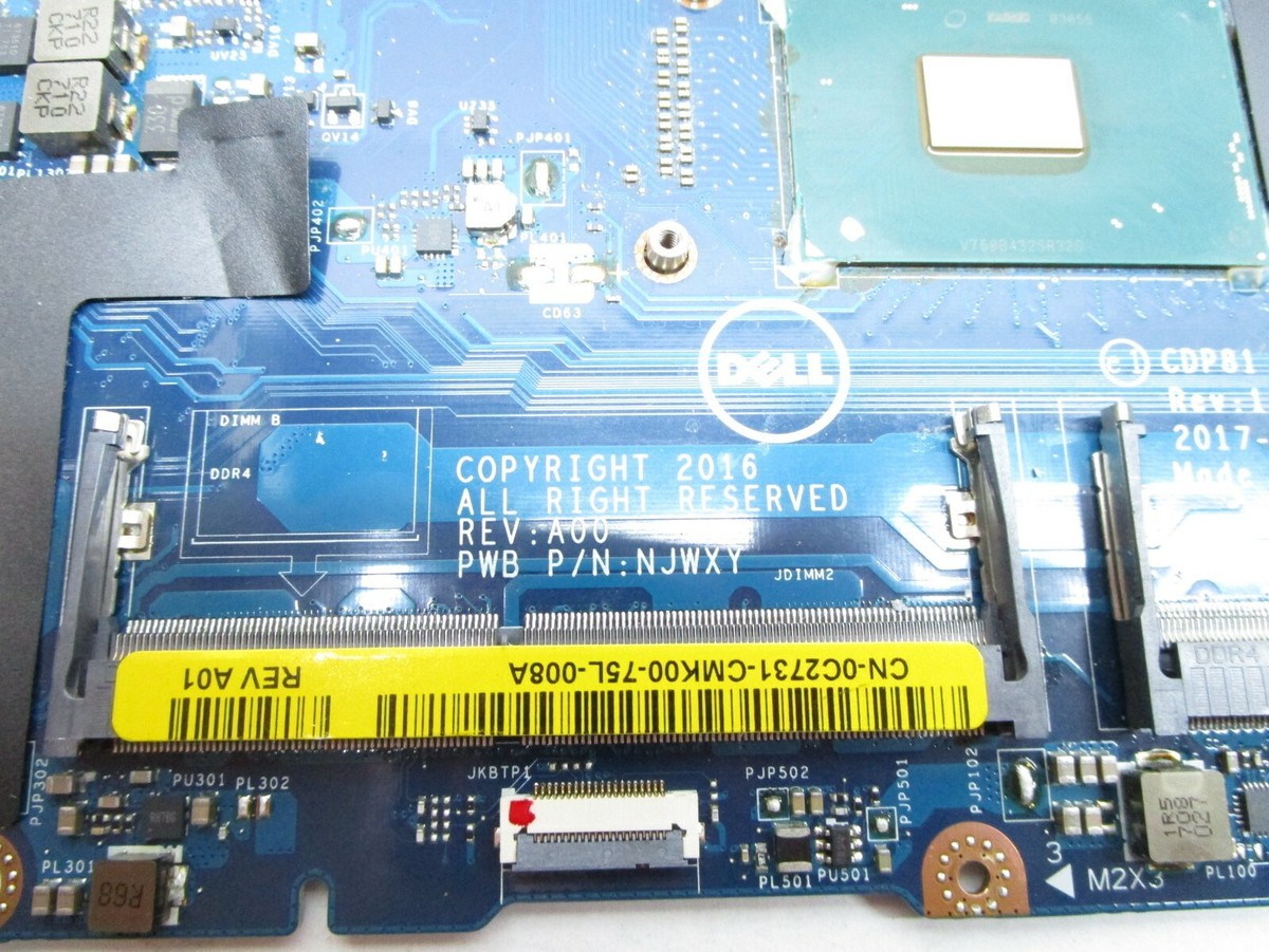 New Dell OEM Precision 15 3520 Motherboard w/ Intel i5-7300HQ SR32S IVA01  C2731