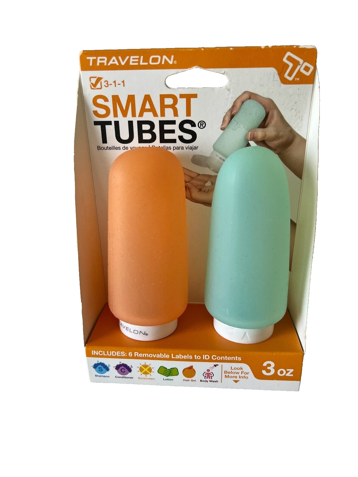 Smart Tubes Travelon Set of 2 3 Ounce, Orange and Green eBay
