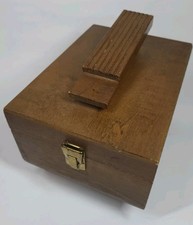 Vintage Wooden Shoe Shine Valet Caddy Box with 4 Brushes