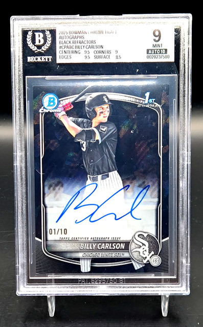 2025 Bowman Chrome Draft Billy Carlson Black Auto /10 1st RC Rookie SP SSP BGS 9