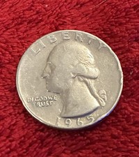 Moneta 25 centesimi/quarto di dollaro 1965 Stati Uniti senza marchio di zecca