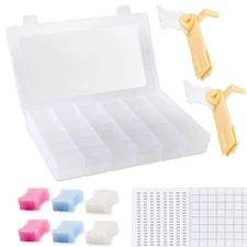 Embroidery Floss Organizer Box with 36 Compartments, 120 Bobbins & Stickers - Cr