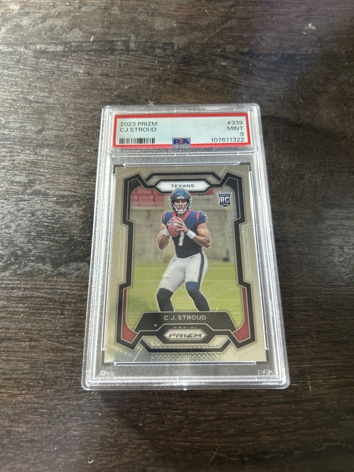 😳2023 CJ STROUD PANINI PRIZM #339 RC”PSA 9 MINT”TEXANS ASSASSIN😎SIZZLING 🥵ROY
