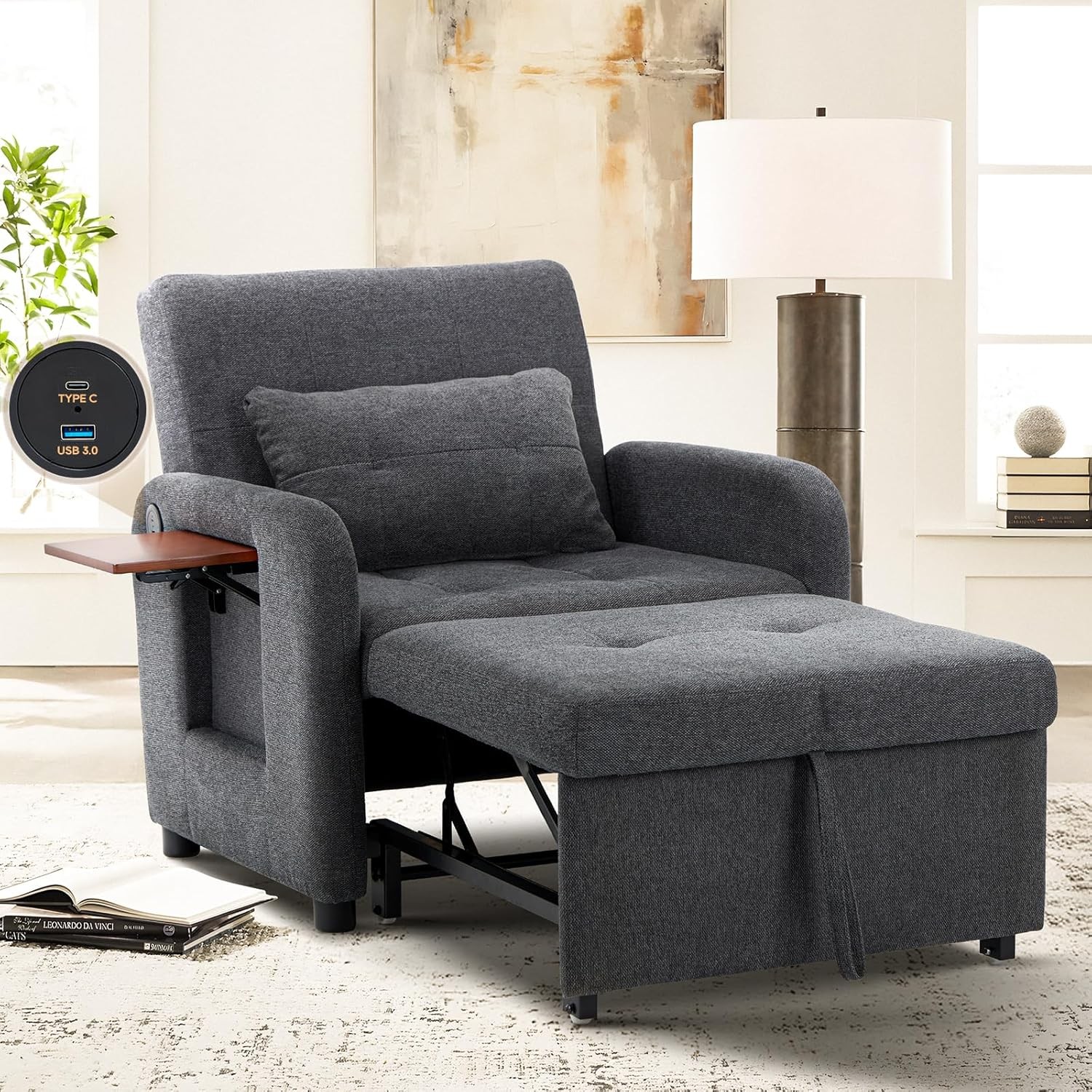 : Usb, Foldable Table, Adjustable Backrest