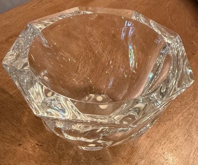 Beautiful Orrefors Sweden crystal bowl Dish Swirl, Signed, Heavy, 5  X 5x 3.5 