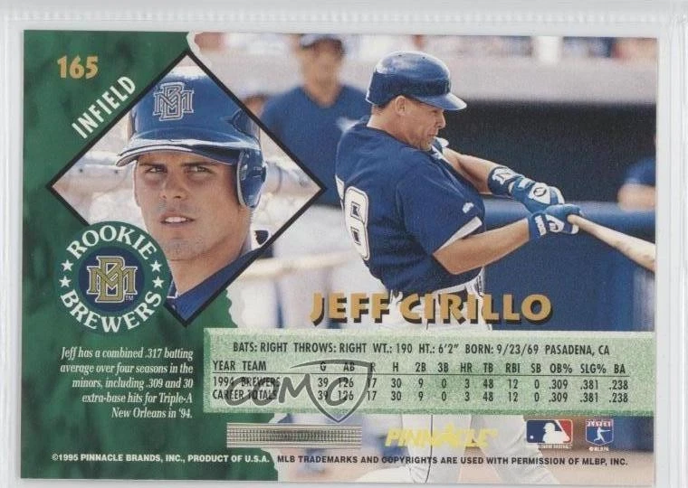 1995 Pinnacle Jeff Cirillo #165 - Image 2 of 2