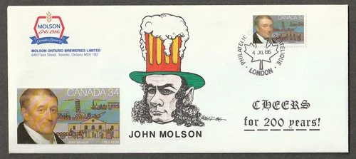 Canada 34¢ Scott# 1117 FDC commemorating the Molson Brewery 200th anniversary