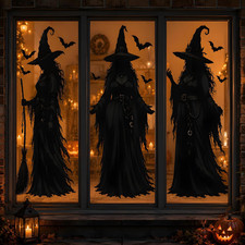 Witch Window Clings - Large Halloween Decorations for Indoor  Outdoor Use