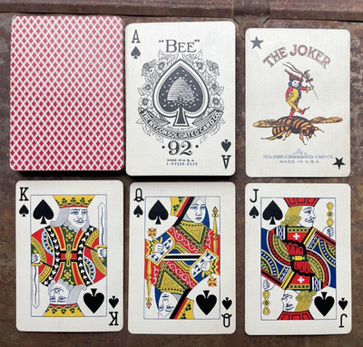 Antique 1926 New York Consolidated Bee Playing Cards, 52/52 + J EUC