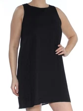 ONE CLOTHING Womens Black Sleeveless Mini Shift Dress Size: L