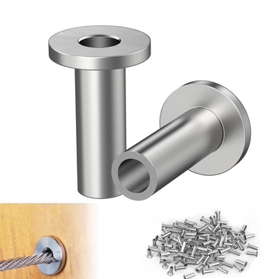 80 Pack Stainless Steel Protector Sleeves for 1/8'' Wire Rope Cable Railing Guide