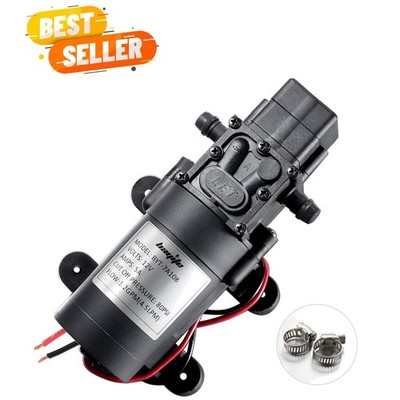 Efficient 12V DC Water Pump - 4.5 L/Min Self-Priming with Hose Clamps Included