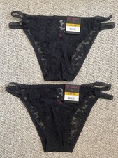 NWT Lot of 2 Women's NO BOUNDARIES Size Large 11/13 Black Lace Cheeky Panties