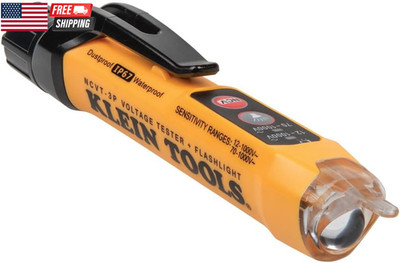 NCVT3P Dual Range Non Contact Voltage Tester, 12 - 1000V AC Pen, Flashlight, Aud