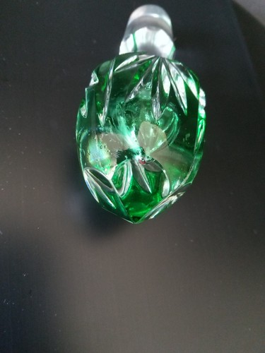 VTG Emerald Green Etched to Clear Crystal Stopper Replacement for Decanter - Picture 9 of 15