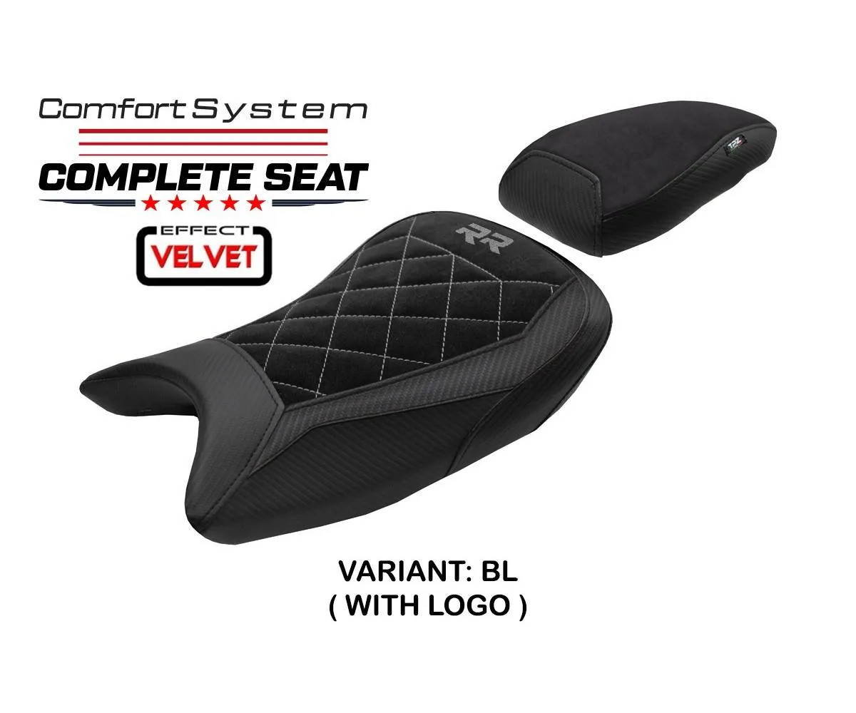Complete seat Varel Velvet Comfort Black +logo full Tpz BMW S 1000RR 2019 2026