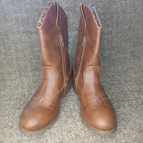 Pop Girls Congac Sanchee Boots Girls Size 3m NWT Cowgirl Western Hearts Glitter