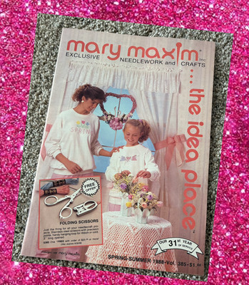 Vintage Knitting, crochet Catalog  1988 Mary Maxim Needlework craft pattern book