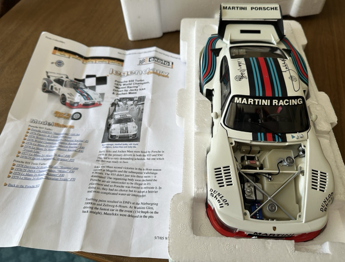 Autographed EXOTO 1/18 Porsche 935 Turbo Martini Racing 1976 #1 w