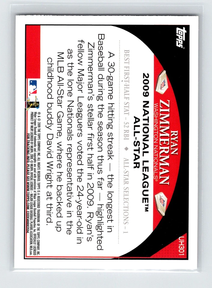 2009 Topps Updates & Highlights #UH301 Ryan Zimmerman - Image 2 of 2
