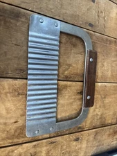 Vtg 1980s Hardwood Wood Handle Serrated Stainless Steel Blade Chopper Cutter VGC