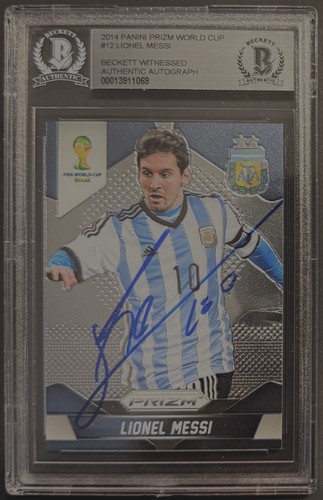 2014 Panini Prizm FIFA World Cup #12 Lionel Messi Beckett AUTO AUTHENTIC